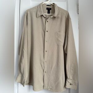 Axcess Silk Beige Long Sleeve Button-Down Shirt Casual Classic, Sz: XXL